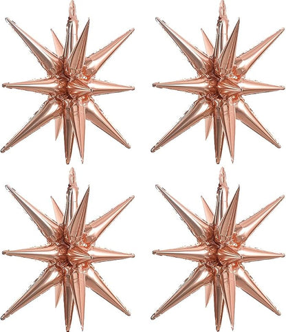 TONIFUL 4 Pcs Explosion Star Balloons Rose Gold Foil Balloon Party Decor | 22 by TONIFUL