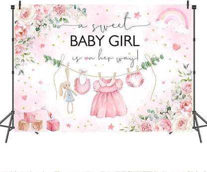 Mocsicka Sweet Baby Girl Princess Pink Greenery Party Decoration - Image 4