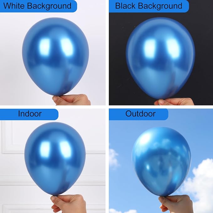 RUBFAC Blue Balloons Arch Kit Metallic Blue Different Sizes 129pcs | Pack of 18 - Image 4