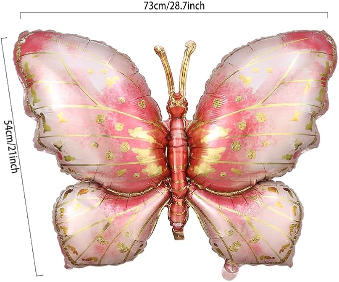 4 Pieces Pink Gold Butterfly Balloons - Image 2