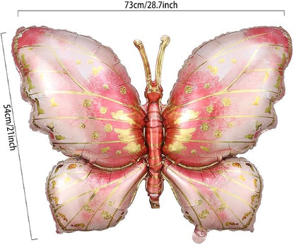 4 Pieces Pink Gold Butterfly Balloons - Image 2