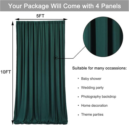 20ft x 10ft Wrinkle Free Hunter Green Backdrop Curtains - Image 7