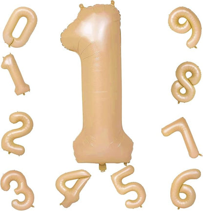 Nude Number 1 Balloons, 40 Inch Tan 1st Birthday Foil Balloon - Image 9