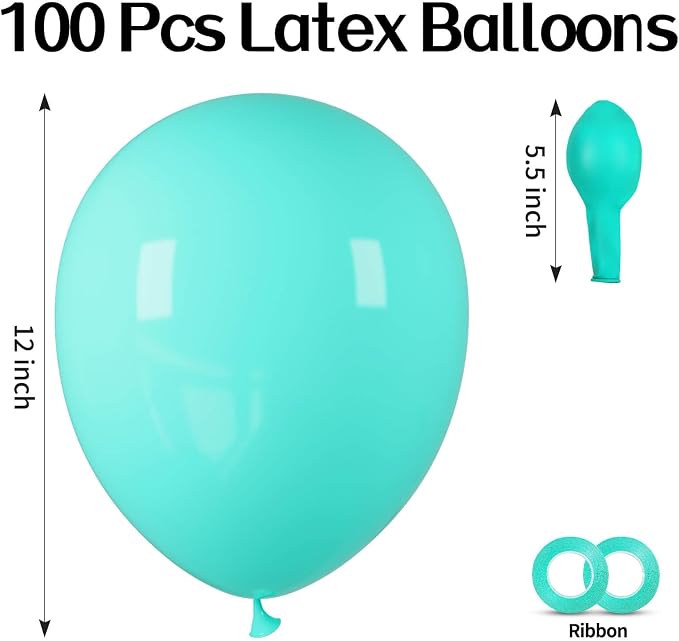 100pcs Teal Balloons 12 Inch Turquoise Aqua Blue Dark Teal Balloon | Teal Latex - Image 2