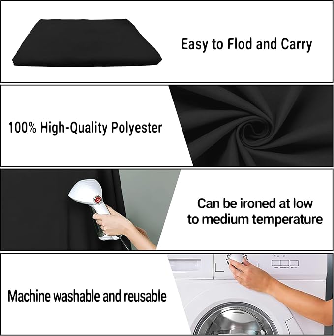 Black Photography Backdrop for Photoshoot, Fabric 5x7ft | Polyester Studio - Image 7