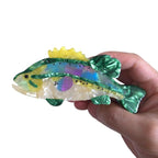 Novelty Aquatic Animals Hair Clips,Green Perch Fish Hair Clip,Cellulose Acetate Hair Clips,Big Claw Clips for Women