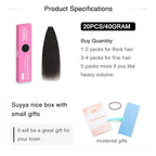 SUYYA Kinky Straight Tape in Extensions Natural Black Tape in Hair Extensions Human Hair Kinky Straight 12 Inch Skin Weft 40g/Pack 20PCS Tape INS for Women(#1B Natural Black)
