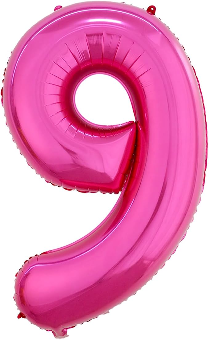 40 Inch Hot Pink Number 9 Balloon, Giant Number Balloons, Birthday Decor | by Unknown