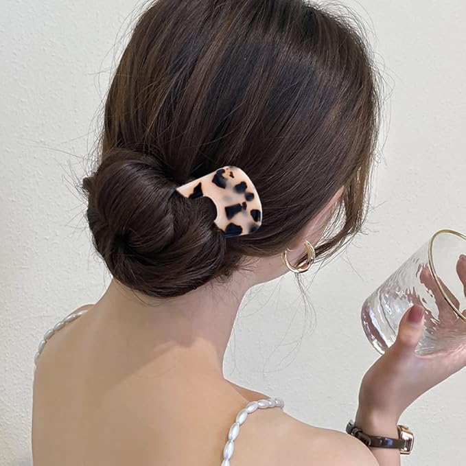 French Hair Pins Tortoise Shell French Hair Forks U Shaped French Pins 2 Prong Hair Sticks Acetate Chignon Pin for Women Hairstyle Accessories 2 Pack