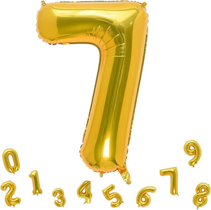 32 Inch Gold Number 7 Balloons Foil Ballon Digital Birthday Party Decoration by MEIDUOCO