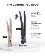 AIMIKE Extended Sectioning Hair Clips w/Built-in Silicone Band, 4.8" No-Crease Non-Slip Hair Styling Clips for Thick, Long Hair – Blow Drying,Hair Rollers, Rust-Free –6 Pack, Black Duckbill Clips