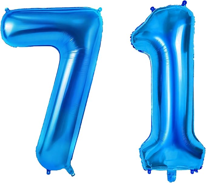 Number 71 Balloons for 71st Birthday Party Decorations, 0-100 Large No.71 by Joycard
