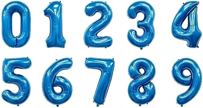 10 Pcs Blue Number 0-9 Balloons 16 Inch Number Mylar Foil Balloons Custom by Unknown