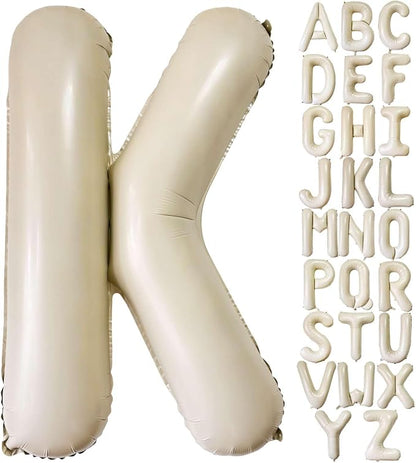 Cream K Balloons, 40 Inch Giant Letter Balloons K Foil Mylar Helium White by Lovoir