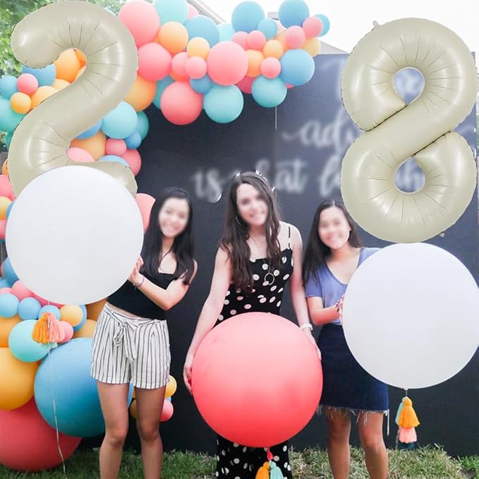 TONIFUL 40 Inch Cream White Large Numbers Balloon 0-9 Birthday Party Decorations - Image 4
