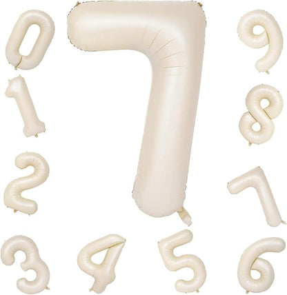 40'' Beige Number 7 Balloons, Giant Self Inflating Cream Foil Number Balloons - Image 9