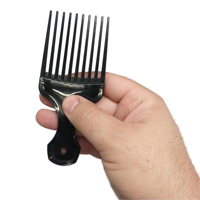 Plastic Hair Pick Comb – Wide Tooth Afro Lift Picks - Pack of 10 Combs - 5.25 Inch - for Styling Lifting Detangling Adding Volume for Long Curly and Thick Hair, Wigs and Beards for Men & Women