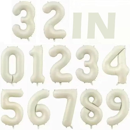 10 Pcs Number Balloons 32 Inch Cream White 0-9 Number Mylar Foil Balloons Cream by Unknown