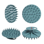 Scalp Massager Shampoo Brush, Wet & Dry Manual Scalp Care Head Scrubber Hair Washing, Soft Silicone Bristles, for Hair Growth, Dandruff Removal, Comfortable for All Hair Types (Dark Green+Pink)