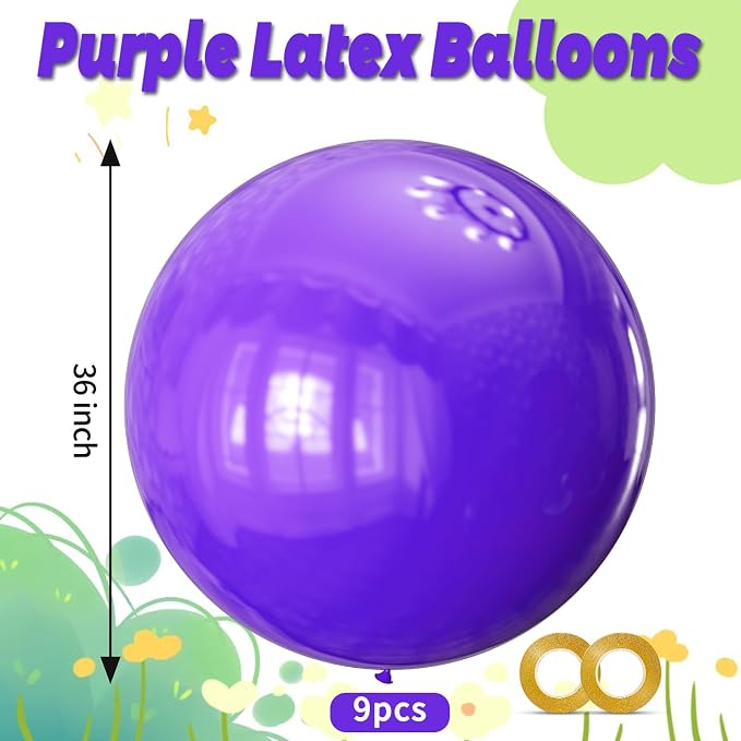 Purple Balloons 9pcs, 36 Inch Large Balloons - Image 2