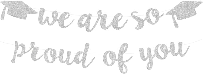 2026 Graduation Decorations Pre-Strung Blingbling We Are So Proud of You Banner by Unknown