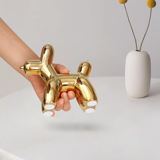 Notakia Large Golden Cute Ceramics Balloon Dog Statue Crafts Living Room - Image 7