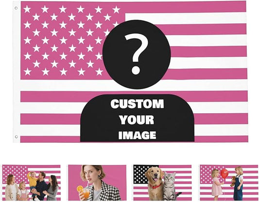 Custom Pink American Flag 3x5 Ft Outdoor, Personalize Print Your Own by Nxwdwqa