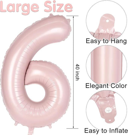 Light Pink Number 16 Balloon, 40 Inch Giant Mylar Number Balloons, Large Foil - Image 2