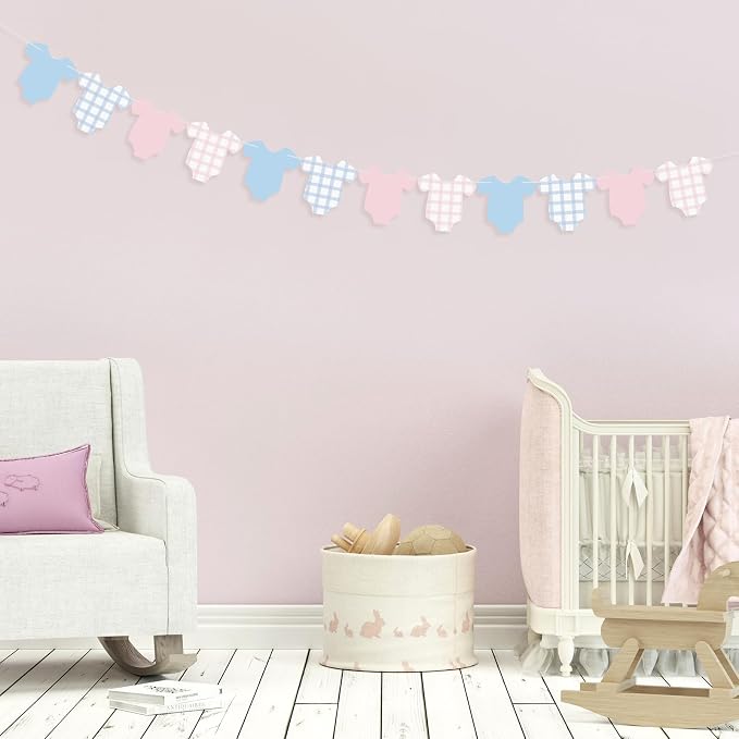 Weysat 2 Pcs Baby Clothes Banner Baby Boys Girls Shower Decorations Pink Blue - Image 6