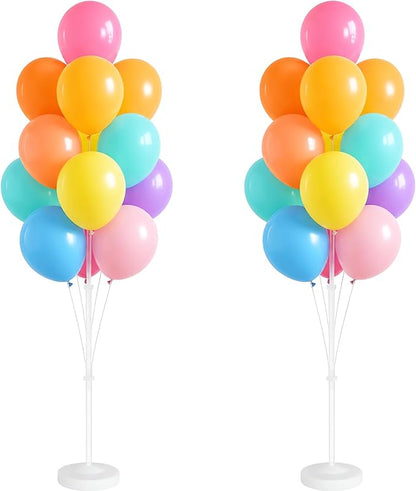 Assorted Bright Balloon Column Stand Kit Set of 2 by Tosuced