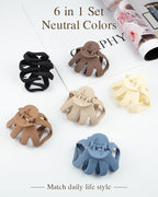 Big Claw Hair Clips for Thick Hair, 3.2" Matte Octopus Large Clips for Women and Girls, Strong Hold Jumbo Clips for All Hair Types, 6 Pack (Neutral)