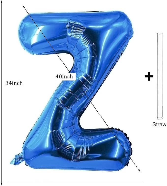 Letter Balloons 40 Inch Blue Giant Alphabet Balloons Letter Z | Foil Mylar Big - Image 2