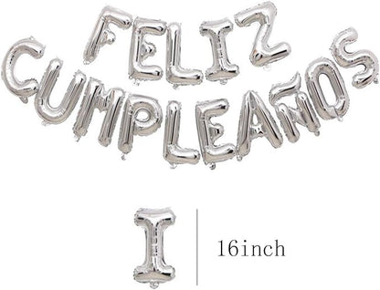 ZHENGYE Letter Balloons Feliz Cumpleanos Silvery Balloon Happy Birthday - Image 2