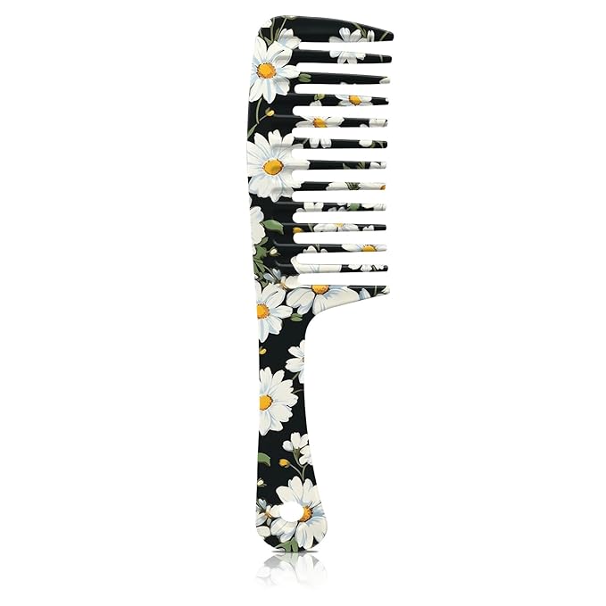 Wide Tooth Comb,Effortless Tangle Removal for Curly, Wet, Long Hair Wet,Cute Aesthetic Design for Women Men and Girls (Balck-02)