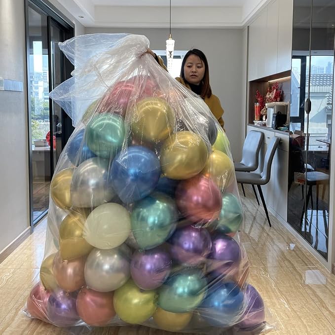 AooeDomi 4 PcsThickened Plastic Balloon Bags Clear Giant Storage Bags Include 2 - Image 3
