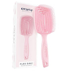 Crave Naturals FLEX DMC Detangling Brush for Thick Hair - Glide Thru Detangling Brush - Hair Brush Detangler for All Hair Types - Flexible Layers Square Paddle Hairbrush - Pink - Comfort Grip