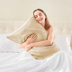 BEDELITE Satin Pillowcase with Zipper, Champagne King Size Pillow Cases Set of 2, Super Soft and Cooling Similar to Silk Pillow Cases, Gift for Women Men(20x36 Inches)