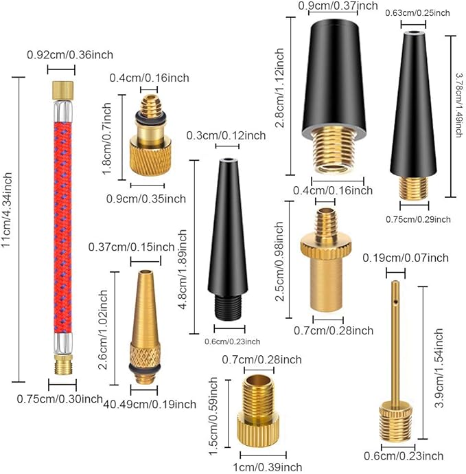 21PCS Brass Presta Schrader Valve Adapter Tools, Ball Pump Needle, Bike Tire - Image 7
