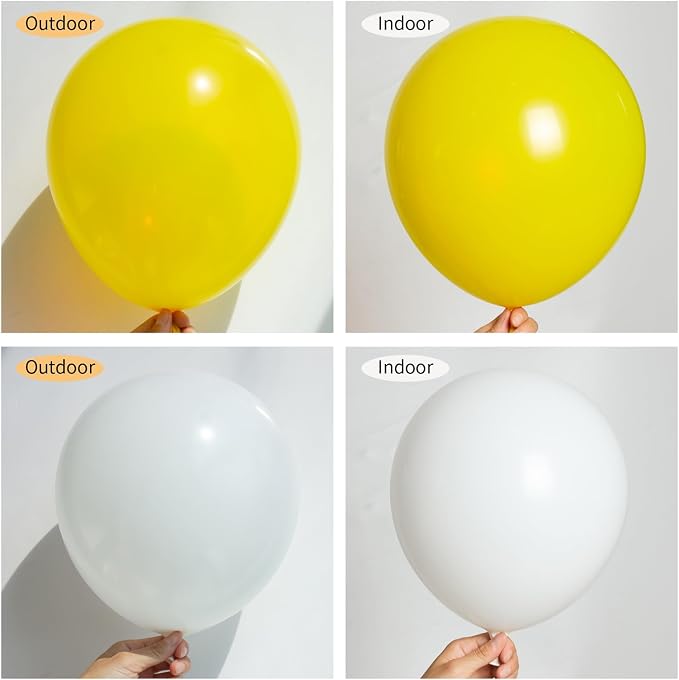 130pcs 18 12 10 5 Inch White and Yellow Balloons Garland Arch Kit | Different - Image 3