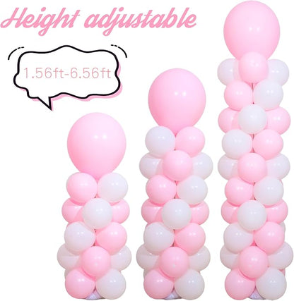 2 Sets Macaron Pink White Balloon Column Stand Kit, Adjustable Telescopic Column - Image 8