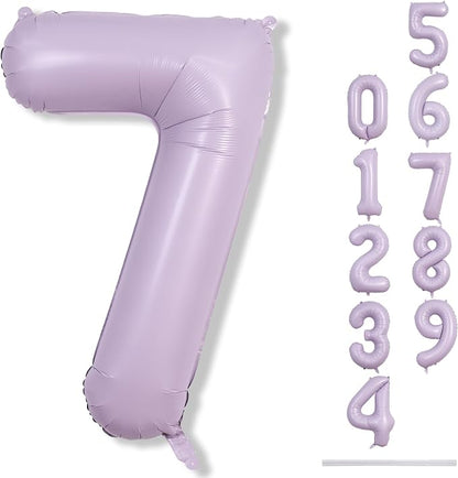 40 Inch Balloon Number 7 Pastel Purple, Large Mylar Foil Light Purple Number by Lingqiang