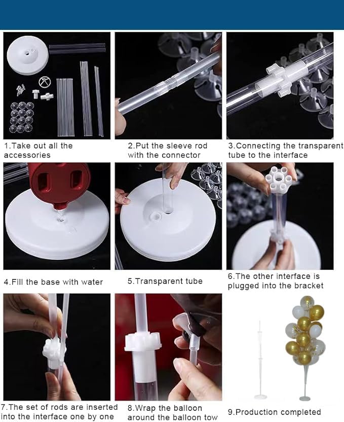 Leesoot 2 Sets 74inch Gold Floor Balloon Column Kit Stand - Image 3