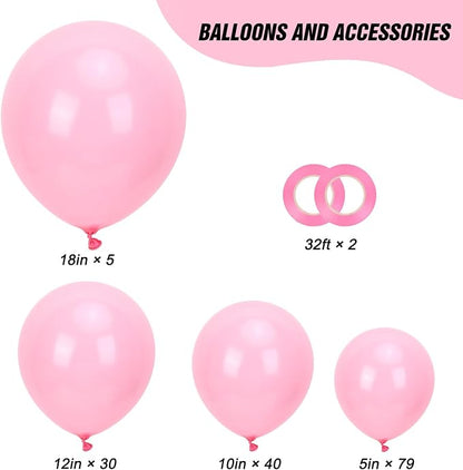 RUBFAC Pastel Pink Balloons Different Sizes Light Pink Balloon Arch 154pcs | - Image 2