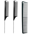 3 Pcs Rat Tail Comb Parting Combs for Braids Barber Styling Combs Carbon Fiber Teasing Stainless Steel Pintail Comb for Women Men Fine Teeth Salon Hairdressing Hair Care Tools