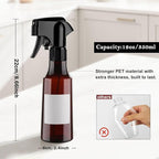 Plastic Spray Bottles 12oz Continuous Spray Bottle Mist Spraying Heavy Duty Empty Water Spray Bottles for Hair, Cleaning Solutions, Plants，Essential Oils 2 Pack (Brown-2pcs)