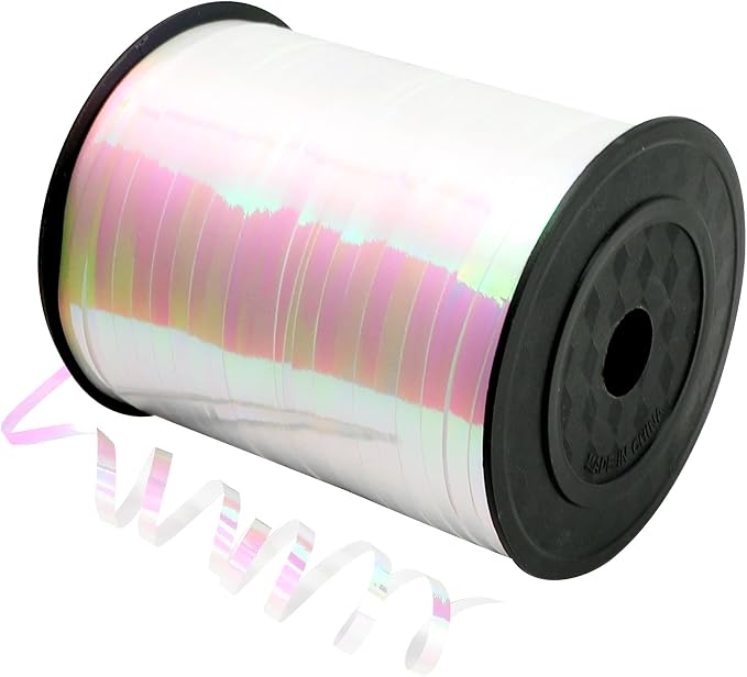 CHAQiWi 500 Yard Iridescent White Curling Ribbon, 1/5" Wide Holographic by Unknown
