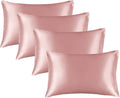 BEDELITE Satin Pillowcase for Hair and Skin, Super Soft Similar to Silk Pillow Cases 4 Pack with Envelope Closure, Cooling Pillowcases for Women Men (20"x26" Standard Size, Rose Pink)
