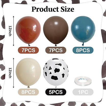 Cowboy Western Balloons, 12inch Dusty Slate Blue Retro Dark Brown Sand White - Image 4