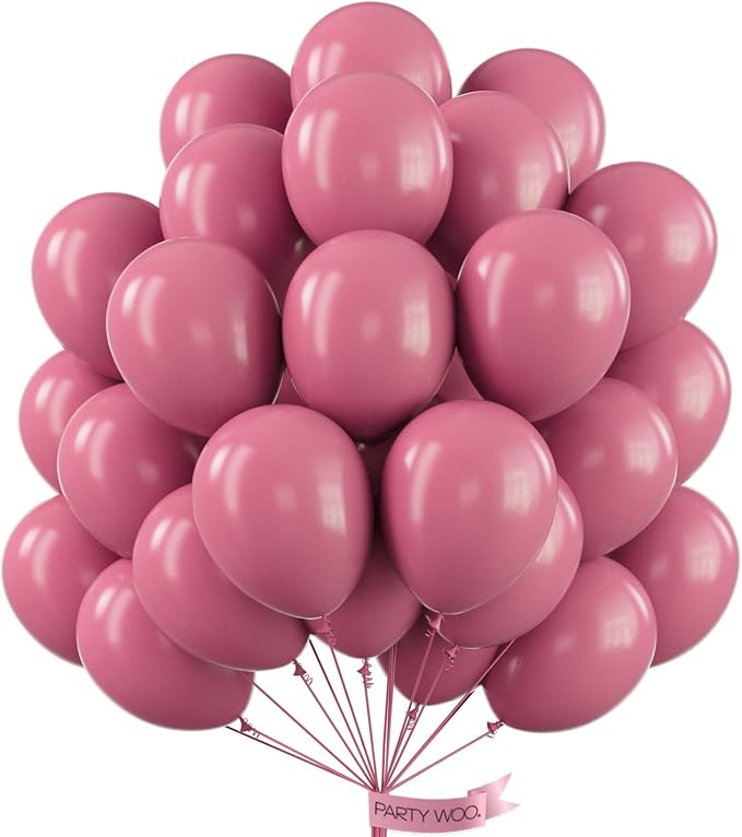PartyWoo Mauve Dusty Balloons 50pcs Blush Pink Rose Latex Helium Balloons | 12 by PartyWoo