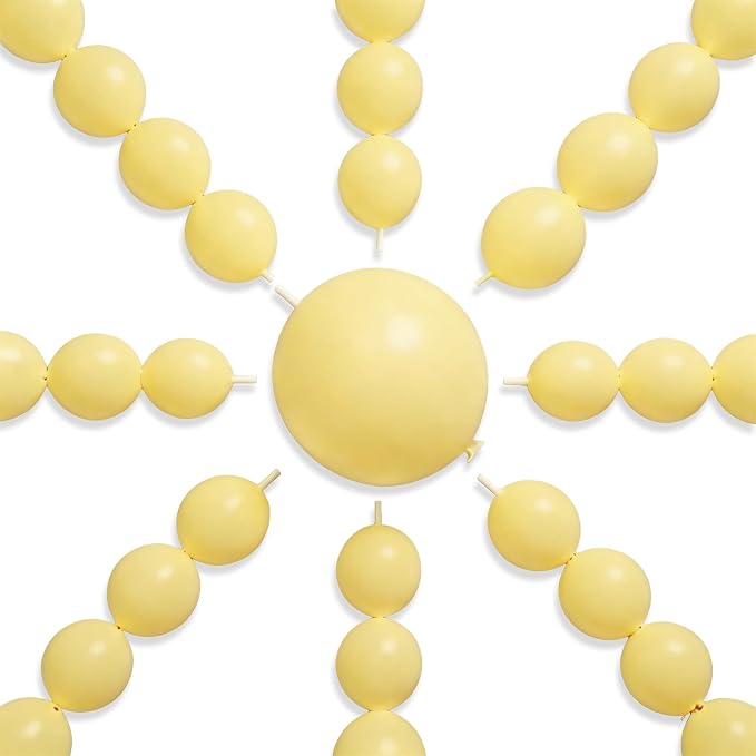 PartyWoo Pastel Yellow Linking Balloons 100pcs 6 Inch Yellow Link Balloons | by PartyWoo